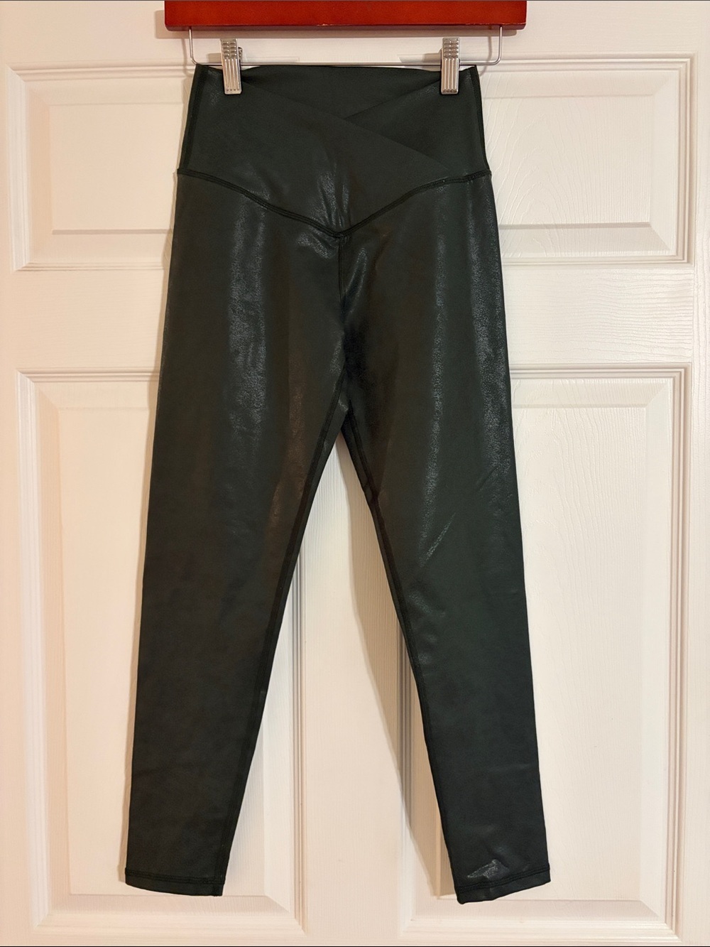 Aerie OFFLINE The Hugger Crackle Crossover Faux Leather High Waisted Leggings